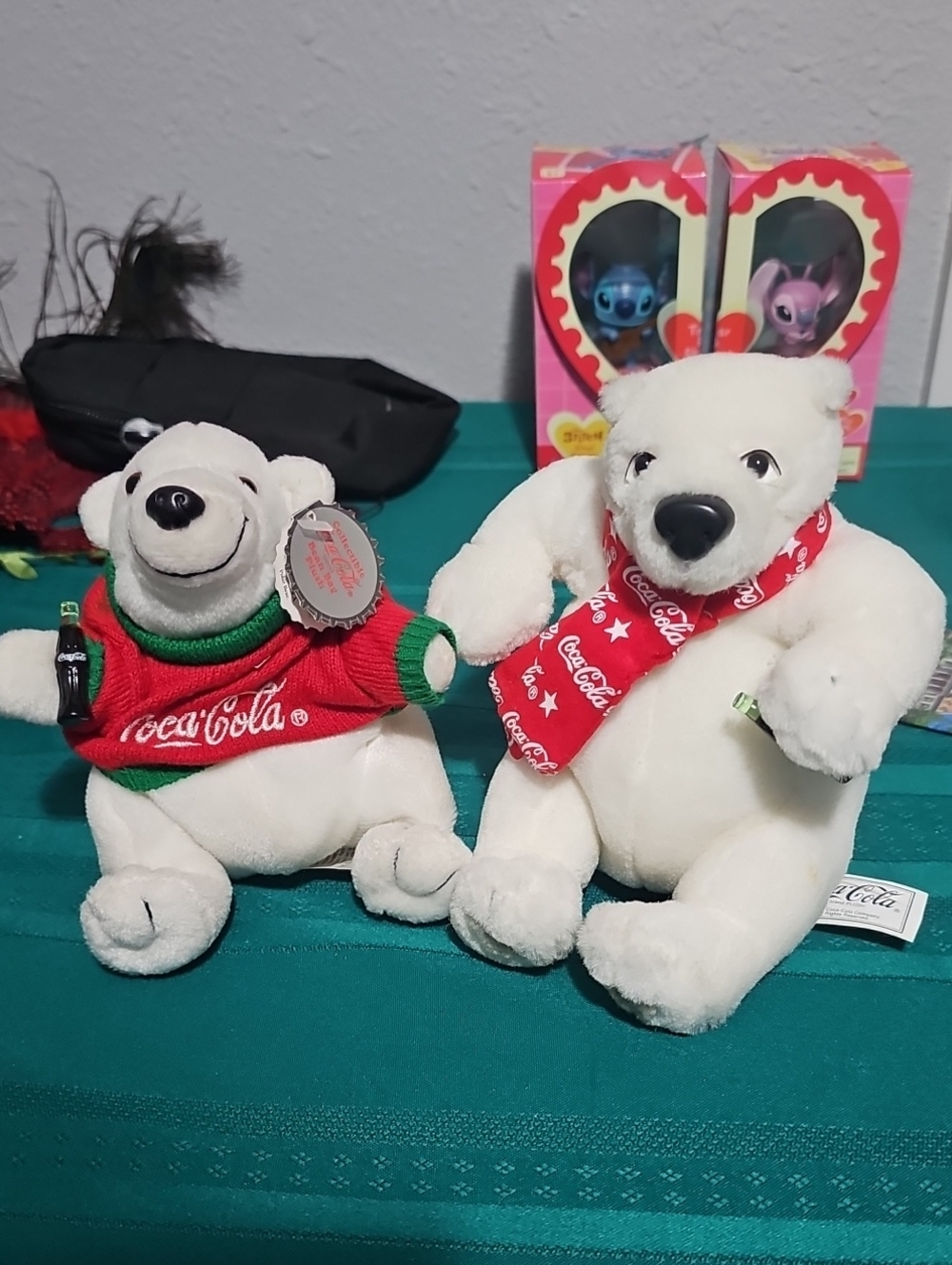 Coca-Cola Plush Polar Bears Pair in White and Red